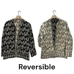 Sam Hiln Collection Reversible tribal art black and white Jacket blazer
